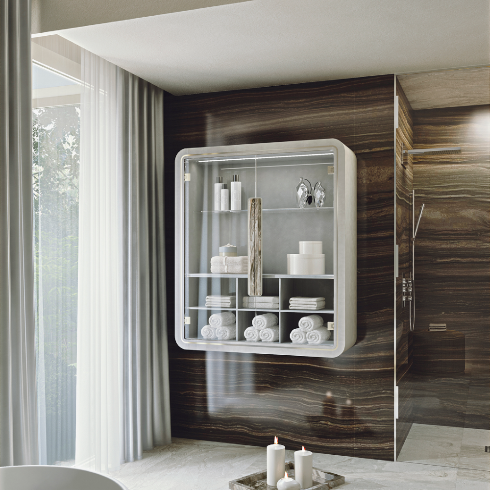 Wall-Mounted Display Bathroom Cabinet with Glass Door | Redeco Hanami - Image 2