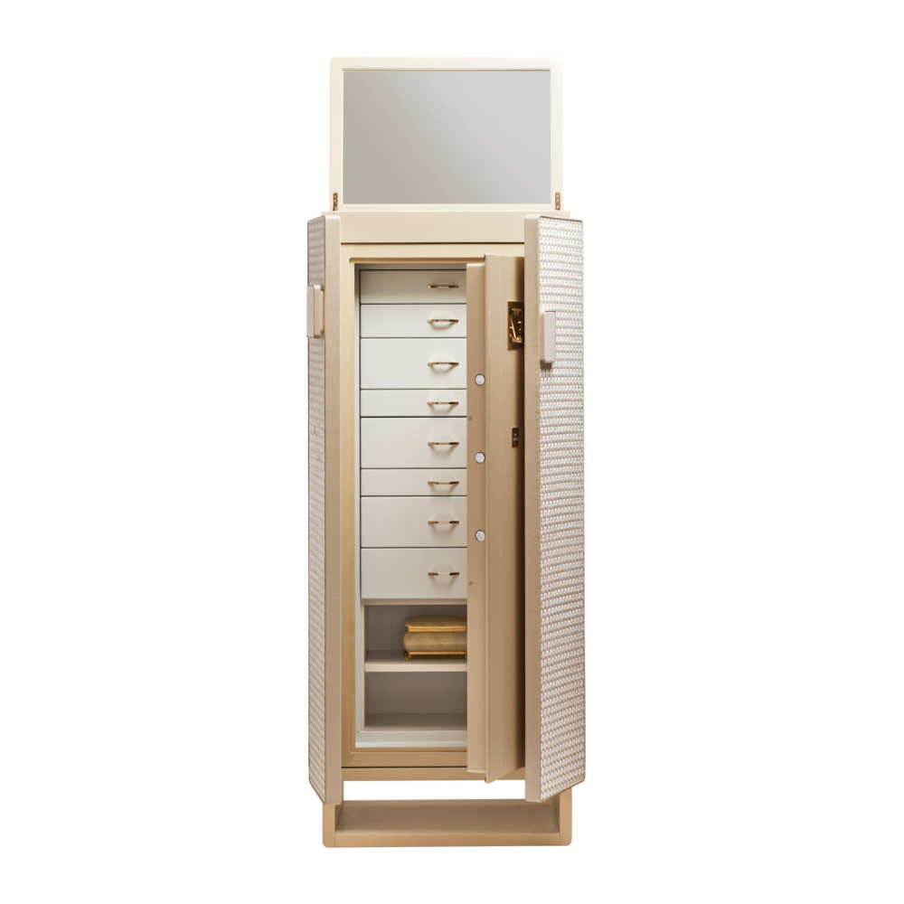 White Leather Armored Jewelry Safe | Agresti Gioia Intreccio - Image 5