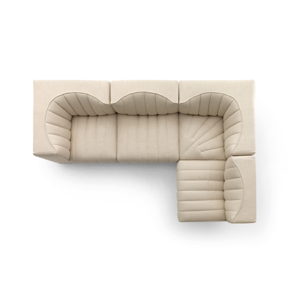 L-Shaped Channeled Modular Sofa | Arflex 9000