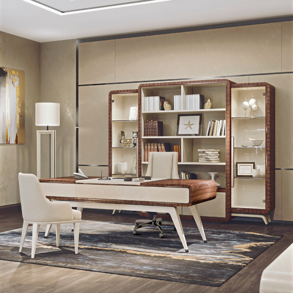 Mid-Century Modern Desk with Walnut Accents and Tapered Legs | Redeco Hanami - Image 3