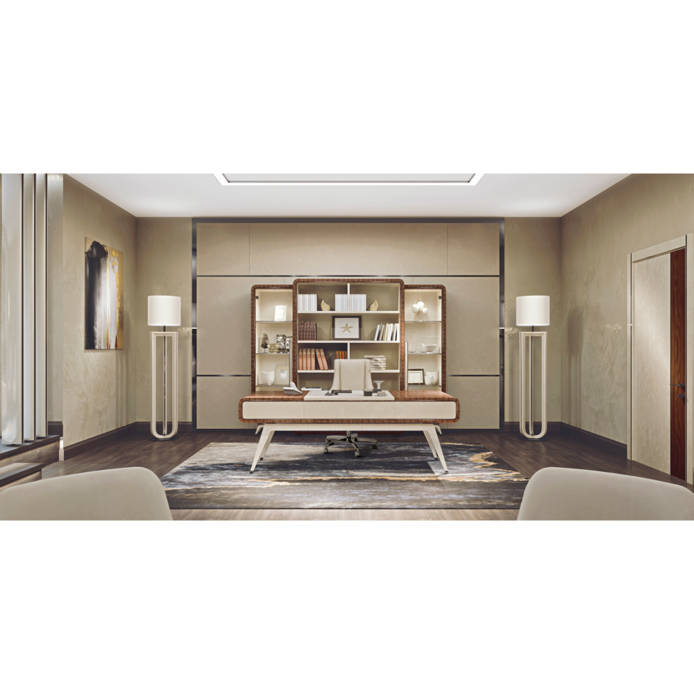 Mid-Century Modern Desk with Walnut Accents and Tapered Legs | Redeco Hanami - Image 4