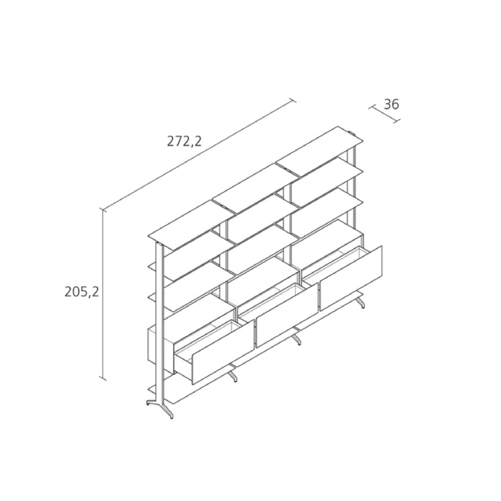 Aluminium 3-Drawer Adjustable Bookshelf | Alias Aline Designer Dante Bonuccelli - Image 2